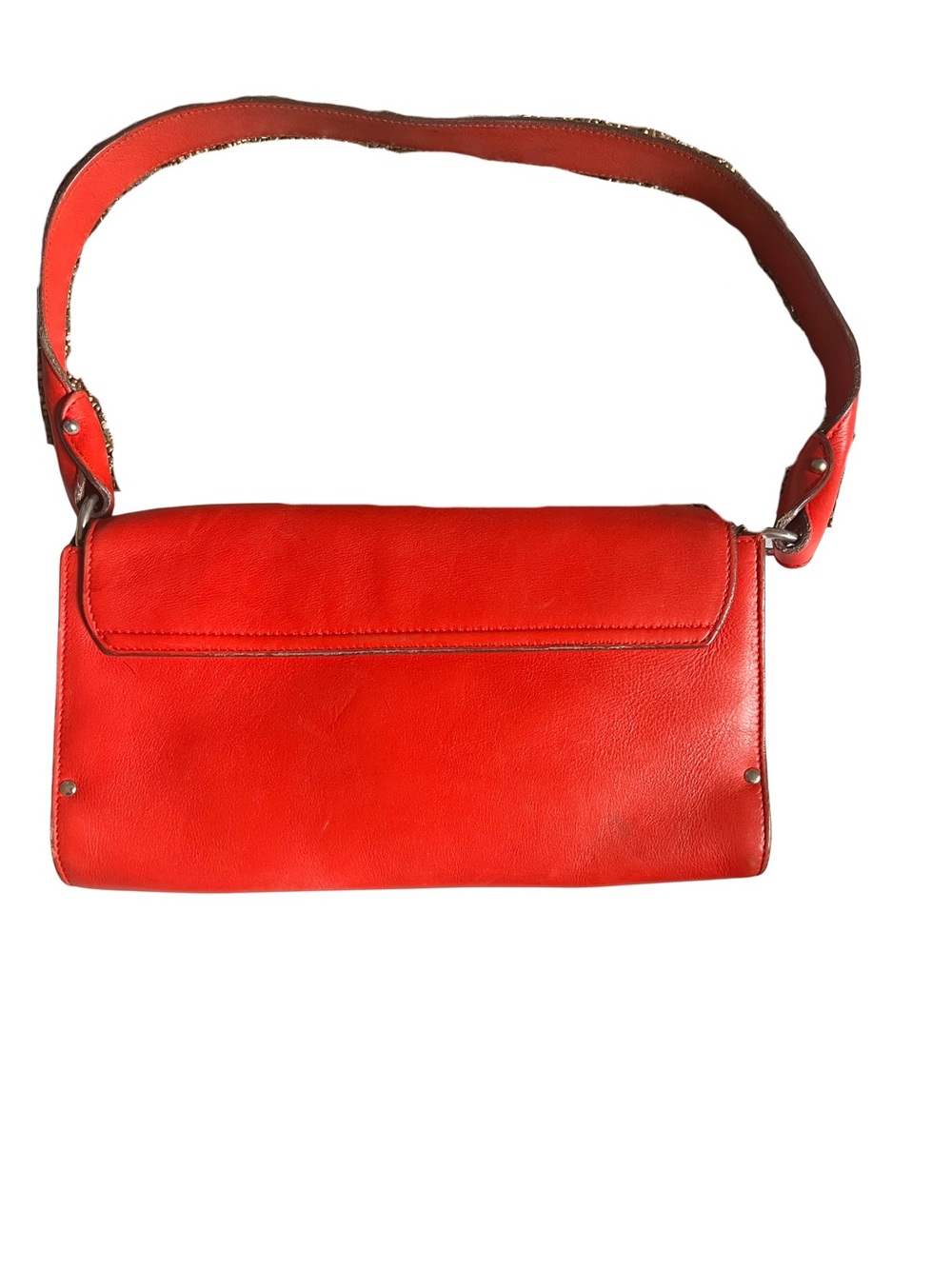 Salvatore Ferragamo Red Leather Shoulder Bag with Gold Ring Hardware - Picture 2 of 9